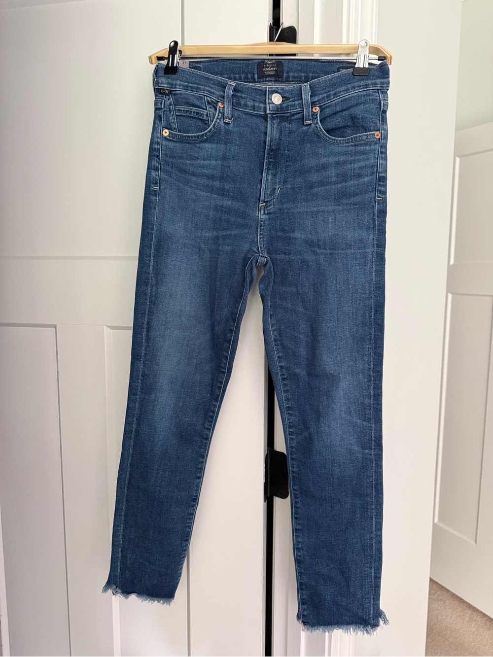 Citizens of humanity rocket crop skinny high rise raw hem jeans
